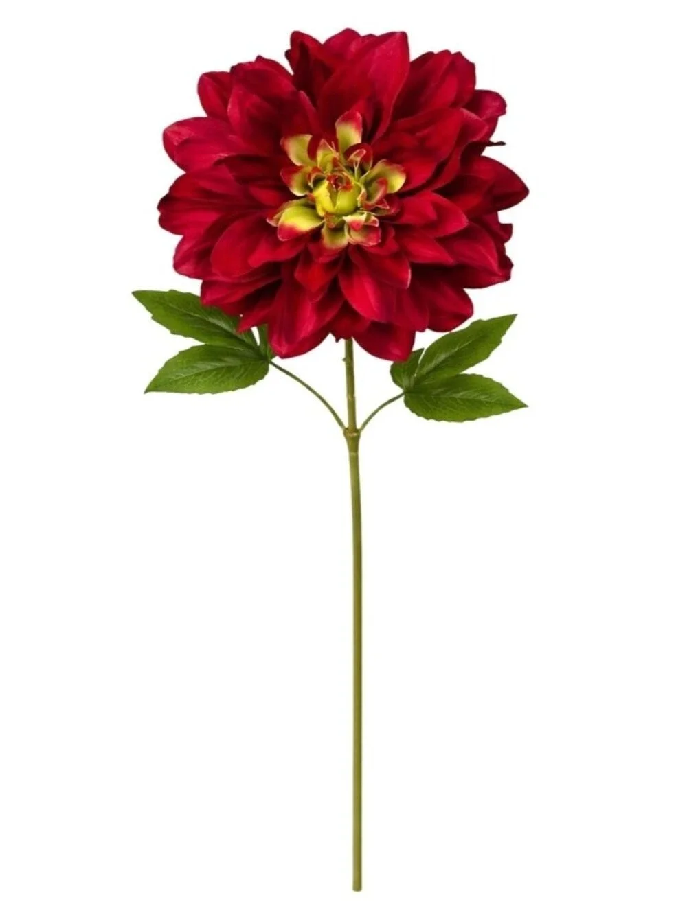 Burgundy Dahlia Stem Faux Flower 24 Inch 5 Inch Bloom Dark Red Artificial Dahlia